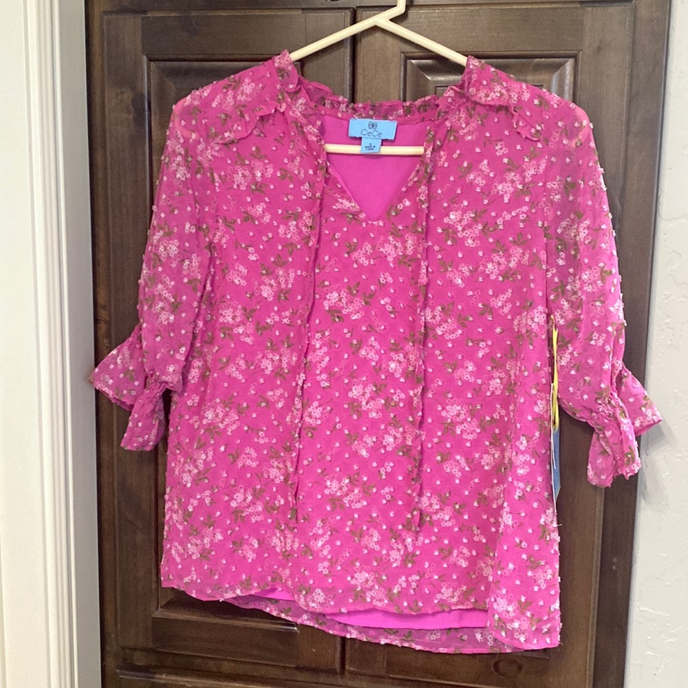 NWT- Pink CeCe blouse- S
